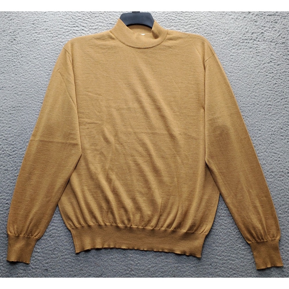 Brioni Sweater Mens XXL 56 Brown Cashmere Blend Tight Knit Long Sleeve Mock Neck